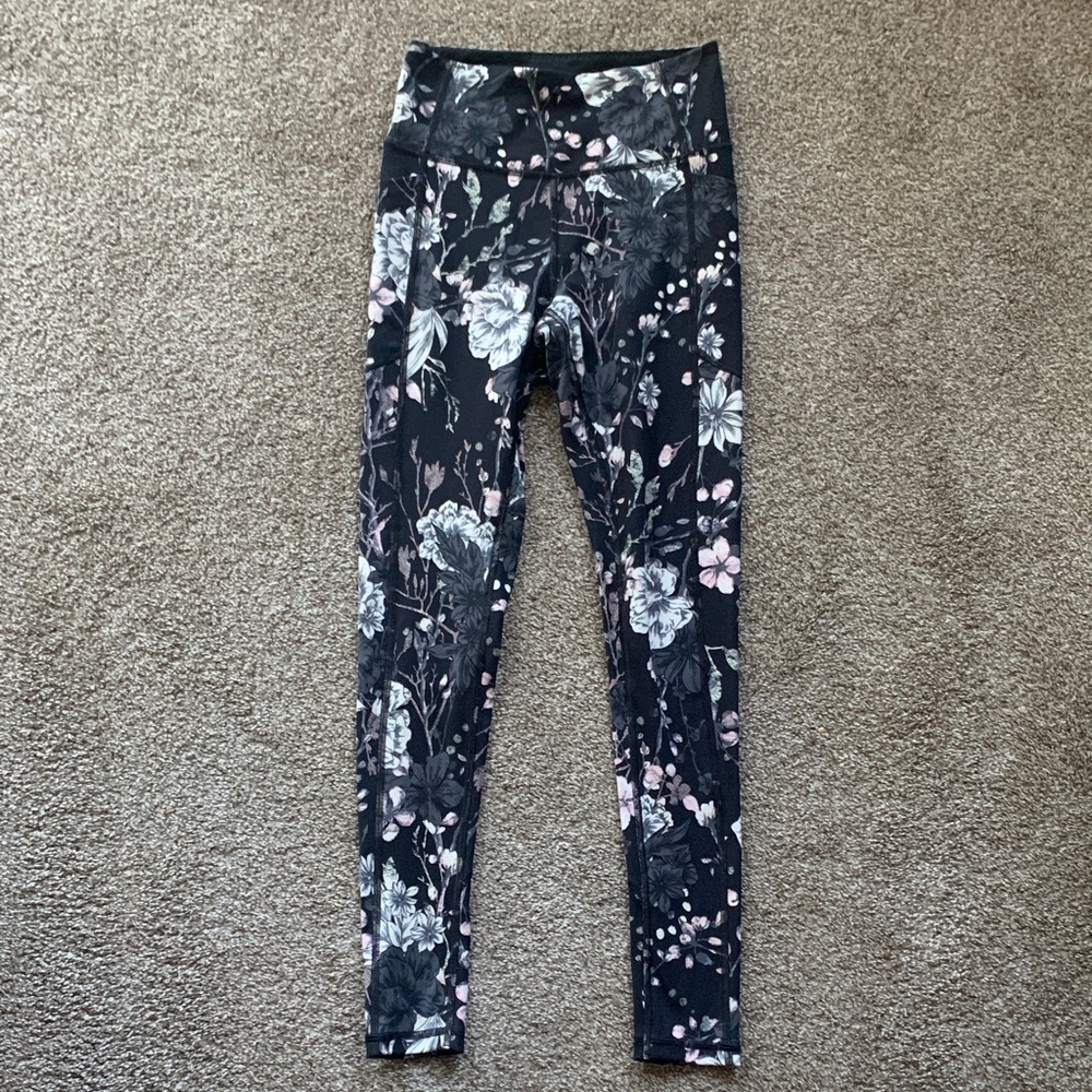 Victoria's Secret Black and Pink Floral Leggings